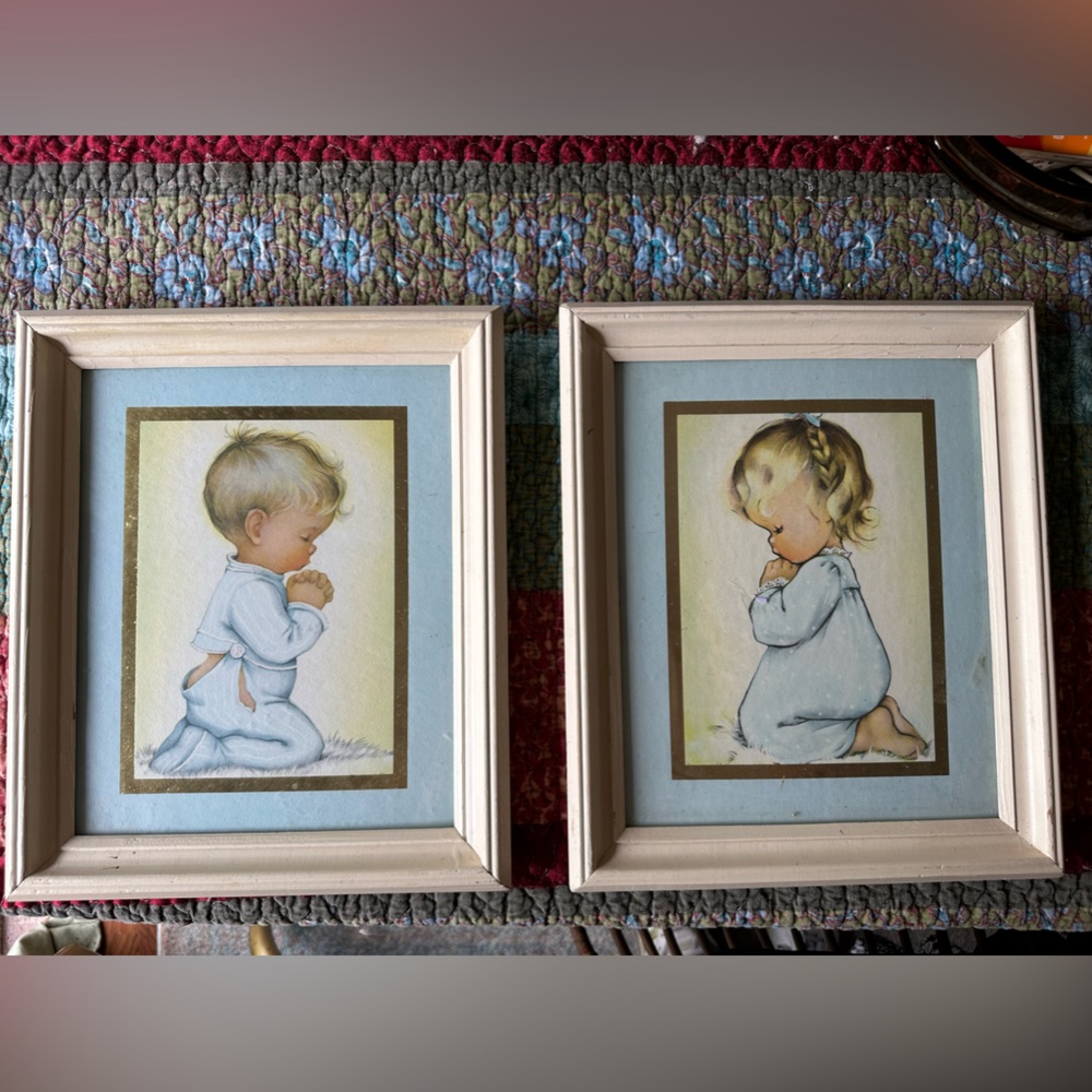 Vintage Boy and Girl Praying pictures
